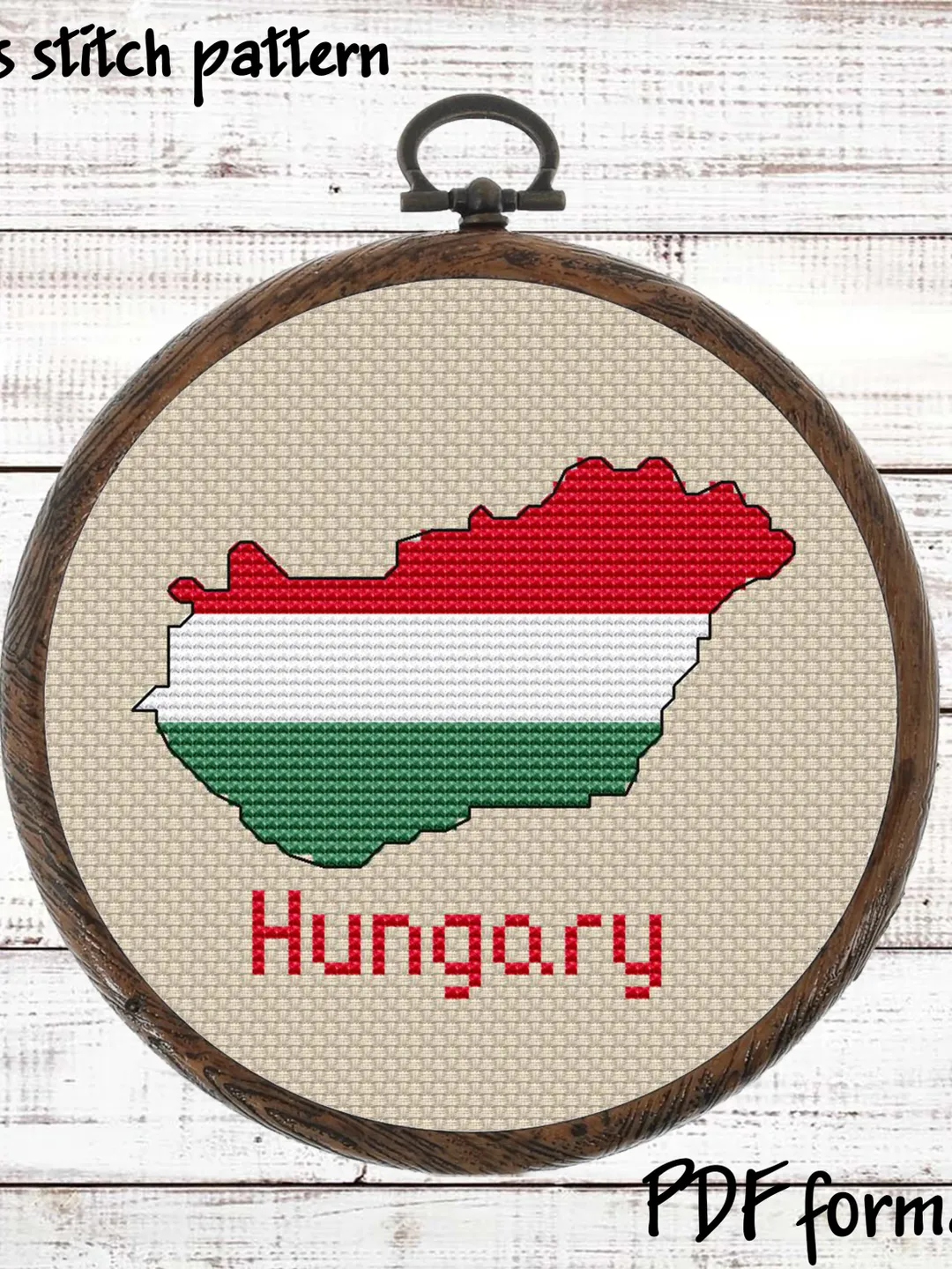 Hungary Map Cross Stitch, Magyarorszag Flag Xstitch, Modern Cross Stitch Pattern, Easy Cross Stitch Pattern Hungarian