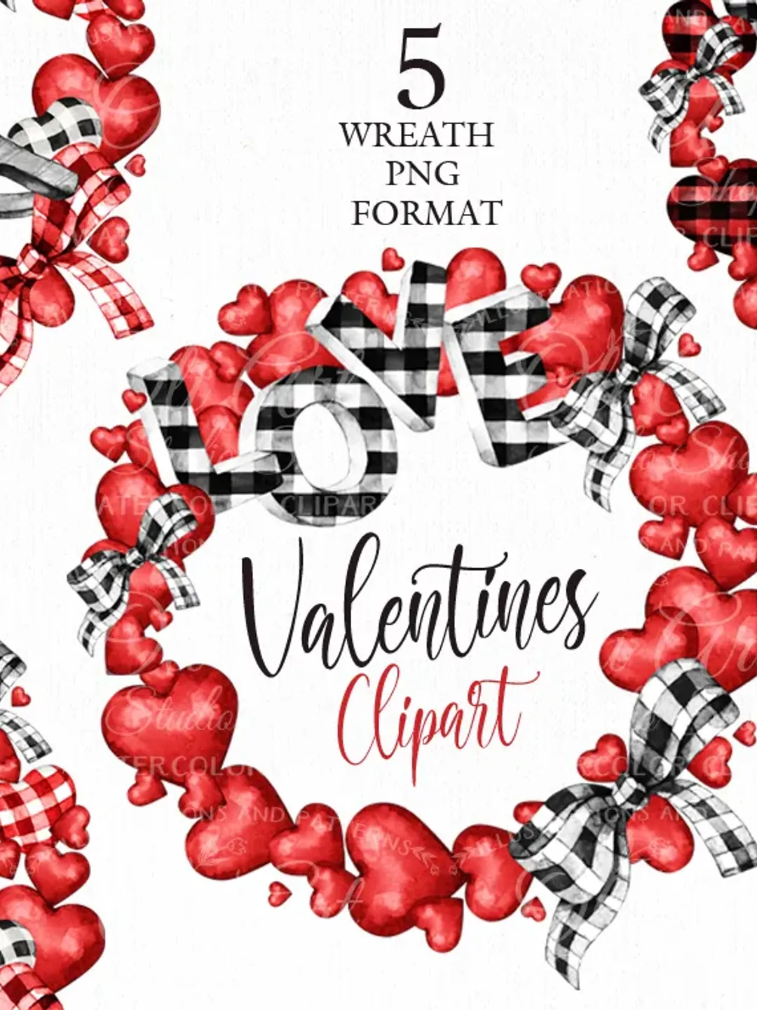 Valentine's Day Clip Art. Wreath. Png File, Hand Drawn graphics. Digital Download. OliArtStudioShop