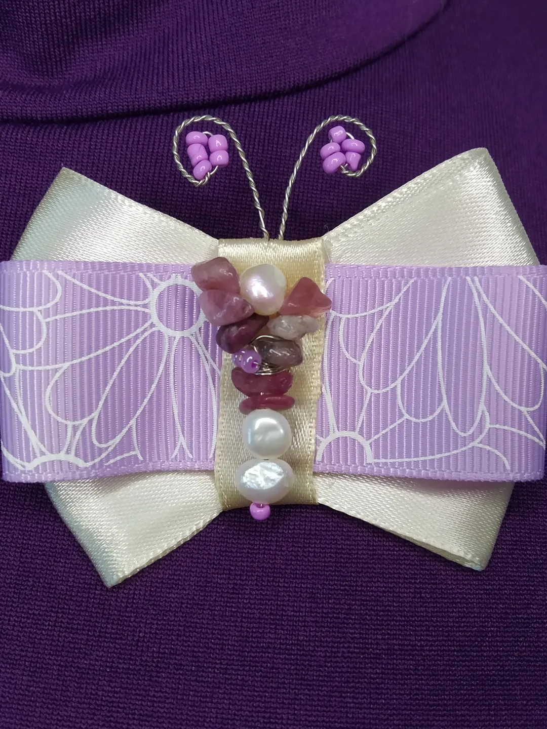Neck butterfly brooch Collar bow brooch Bow tie pin with amethyst Butterfly collar brooch