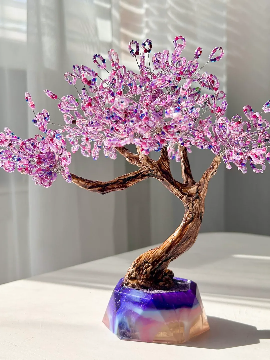 Handmade bonsai of beads | wire tree sculpture | desk accessories |  exclusive gift idea