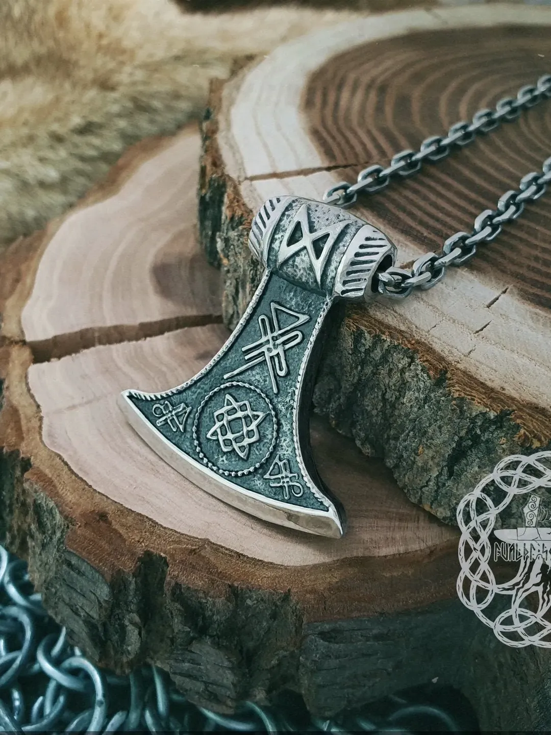 Viking Axe Pendant Sterling Silver Axe Pendant Pagan Symbol Star of ...