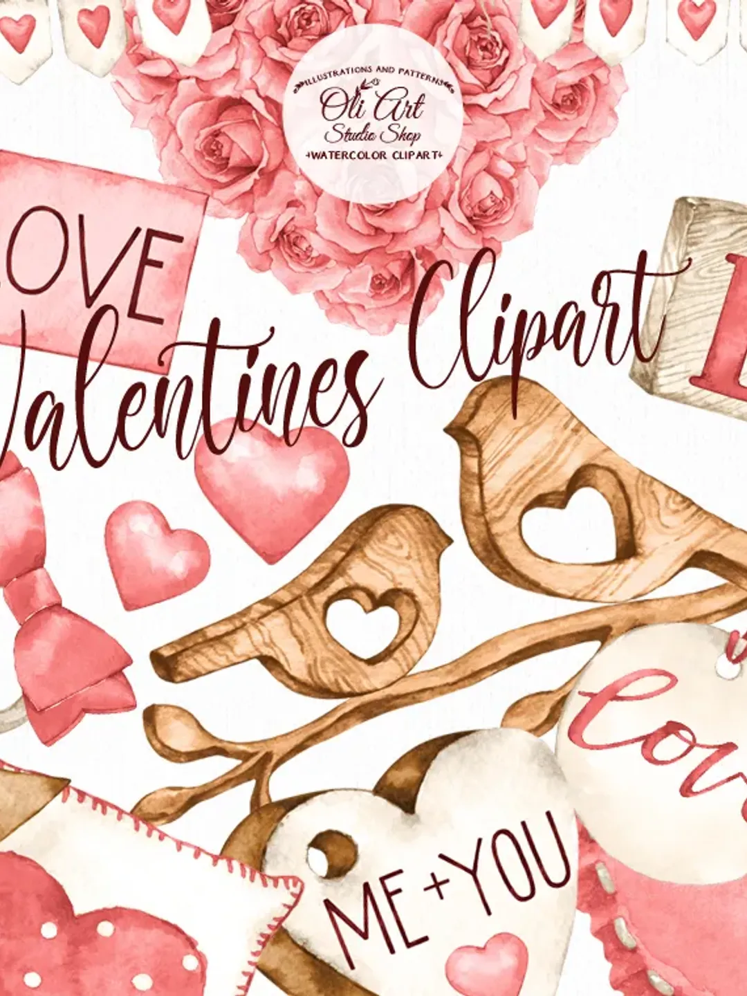 Valentine's Day Clip Art. Digital Clipart, Hand Drawn Graphics, Digital Download. OliArtStudioShop