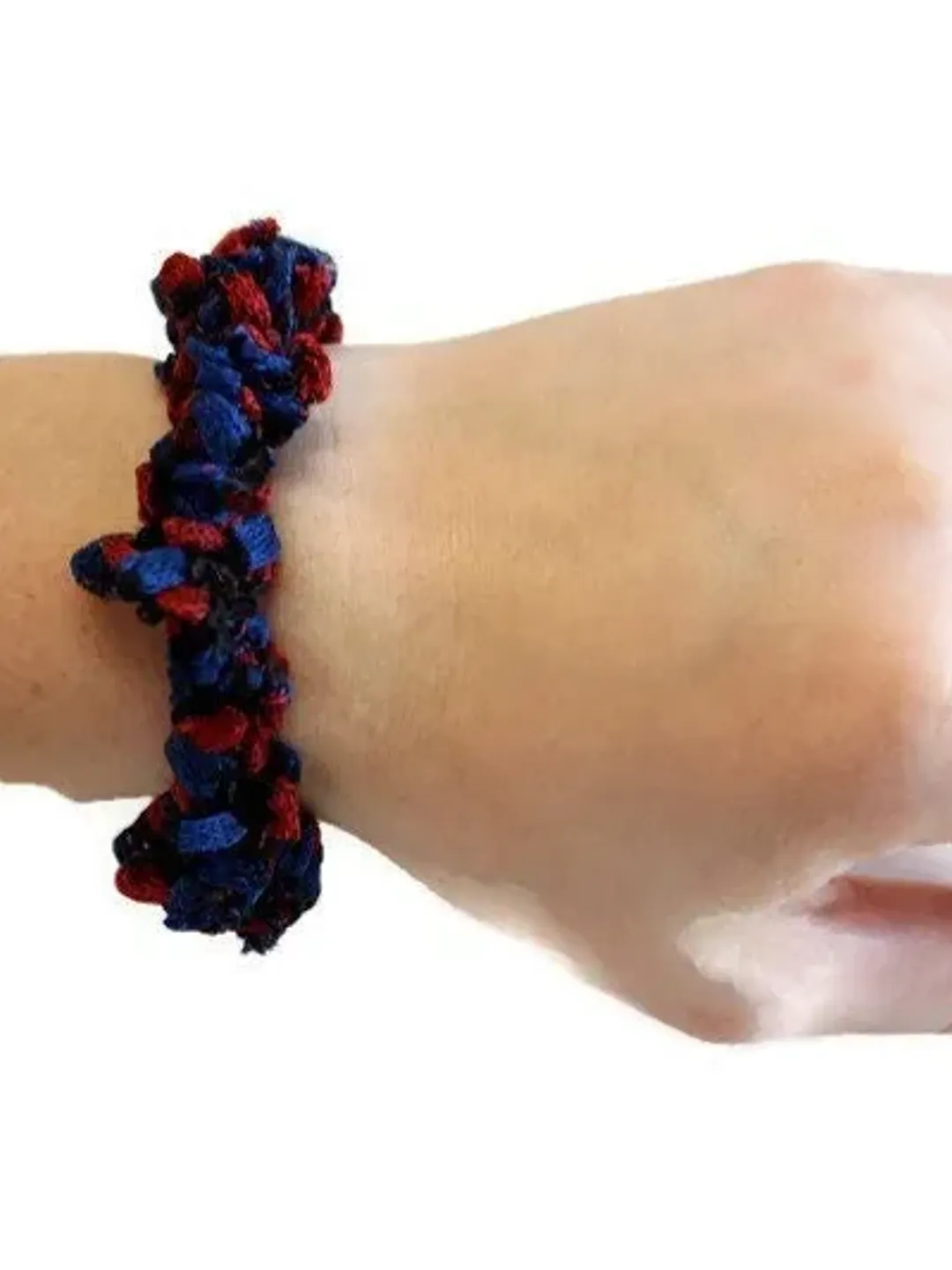 Crochet Yarn Red Black and Blue Scrunchie, Top Knot Scrunchy, Bridesmaid Proposal, Hair Ribbons and Accessories, Mother's Day Gift for Her