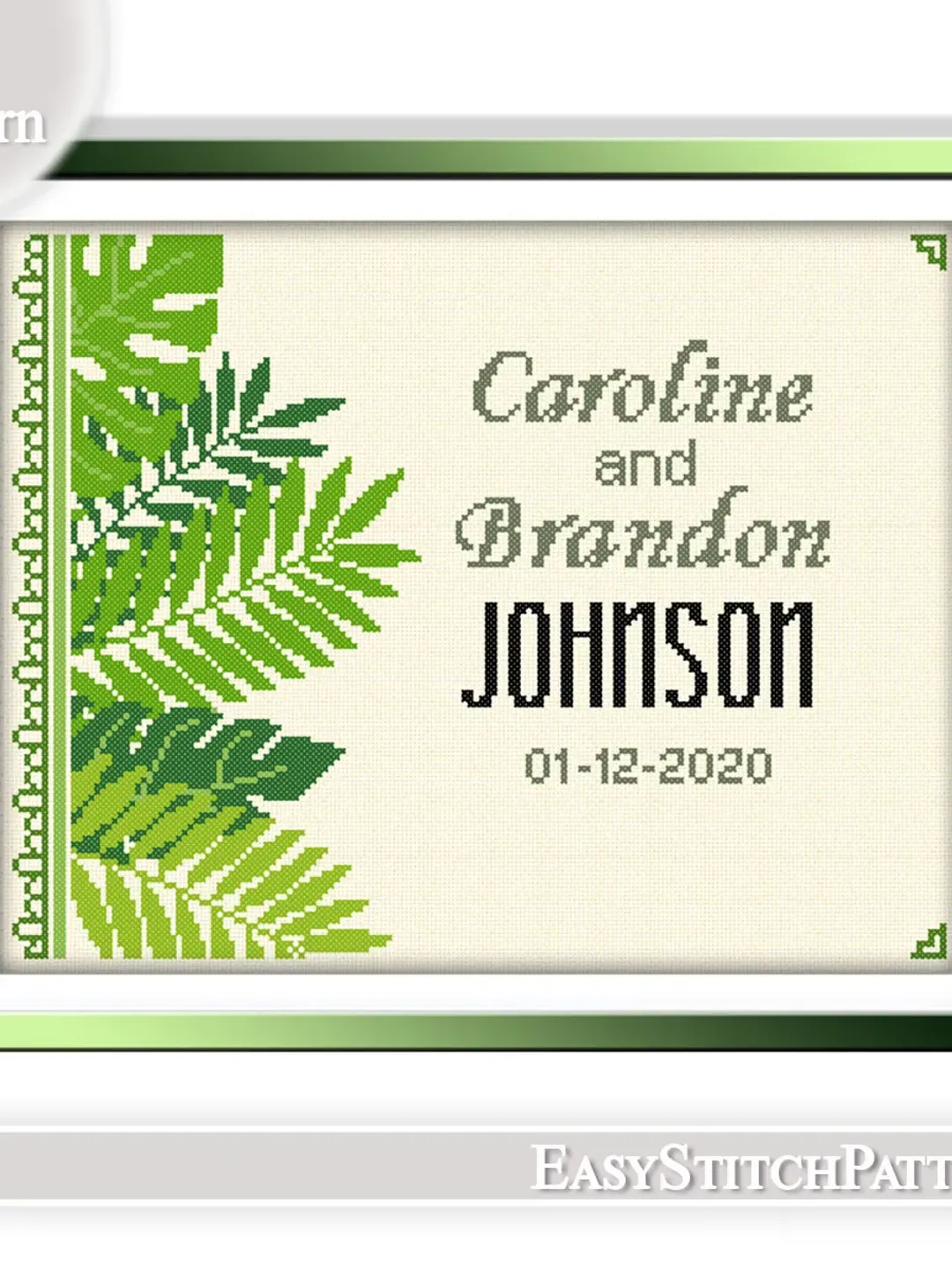 Save the date cross stitch. Wedding cross stitch pattern. DIY. Floral border.