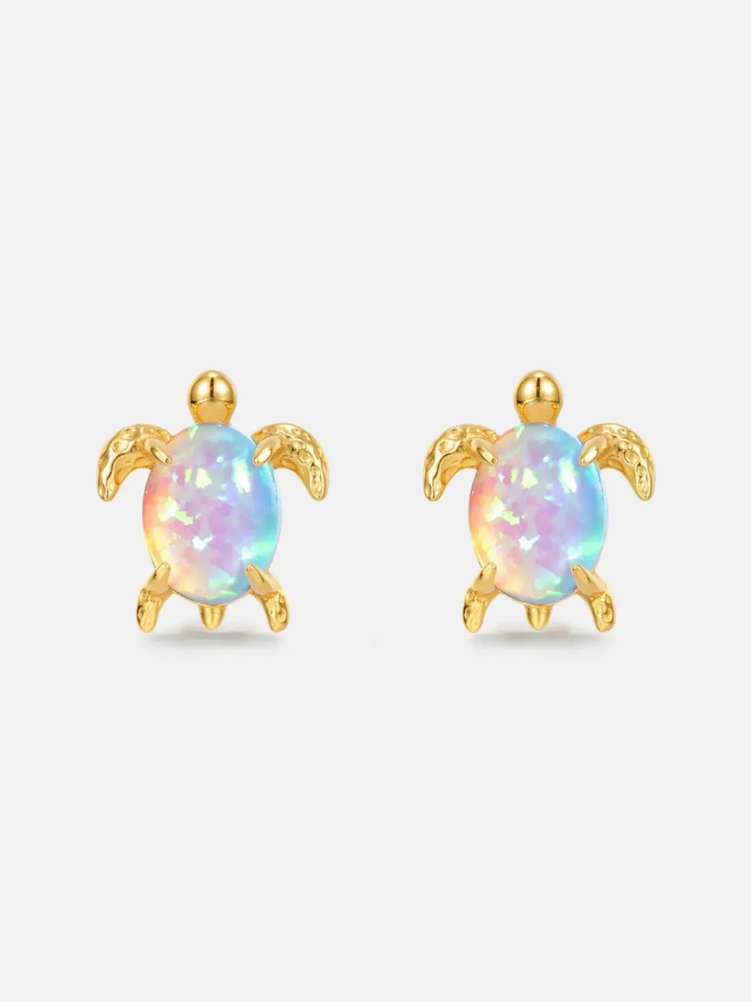 PERIMADE Opal Sea Turtle Stud Earrings • Elegant Gold Nautical Earrings • Sterling Silver Ocean Jewelry • Unique Gift for Beach Lover