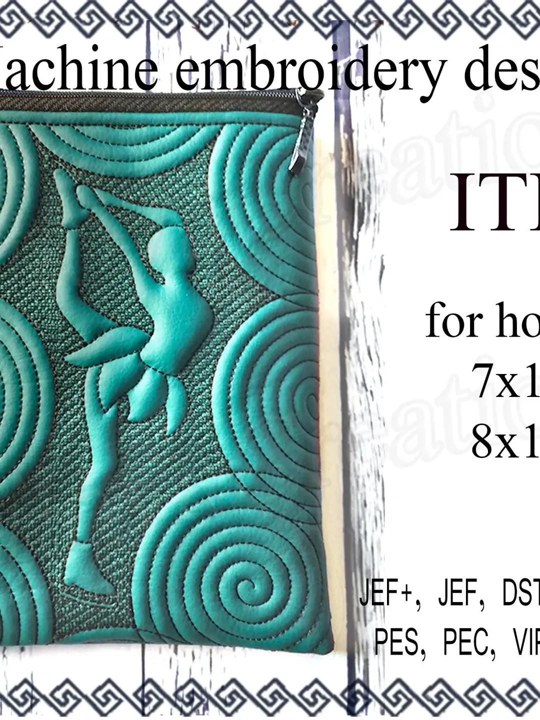 In The Hoop Zipper cosmetic bag Embroidery designs figure skater ITH