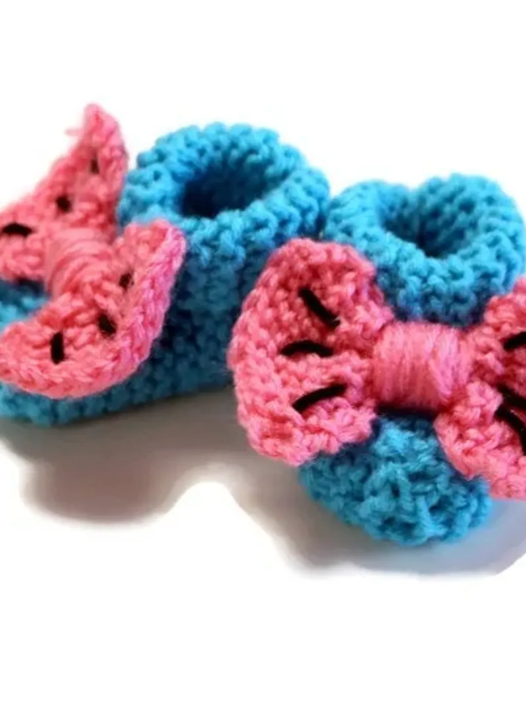 Knit Baby Shoes with Watermelon Bows, Crochet Socks, Booties for Babies, Baby Shower Gift Ideas, Great Stocking Stuffers, Summer Themed Sock