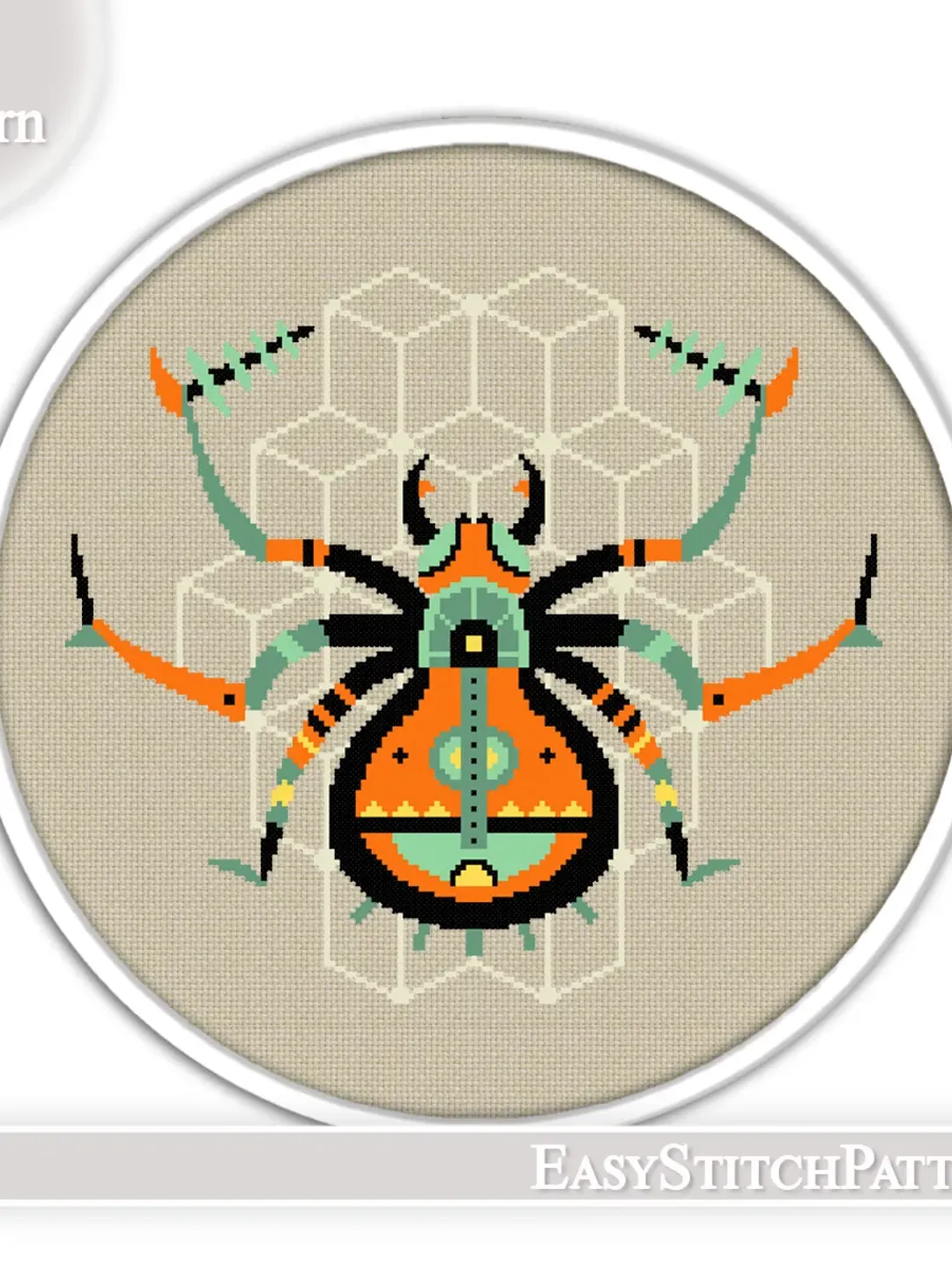 Spider cross stitch pattern. Insects cross stitch. Scandinavian cross stitch.