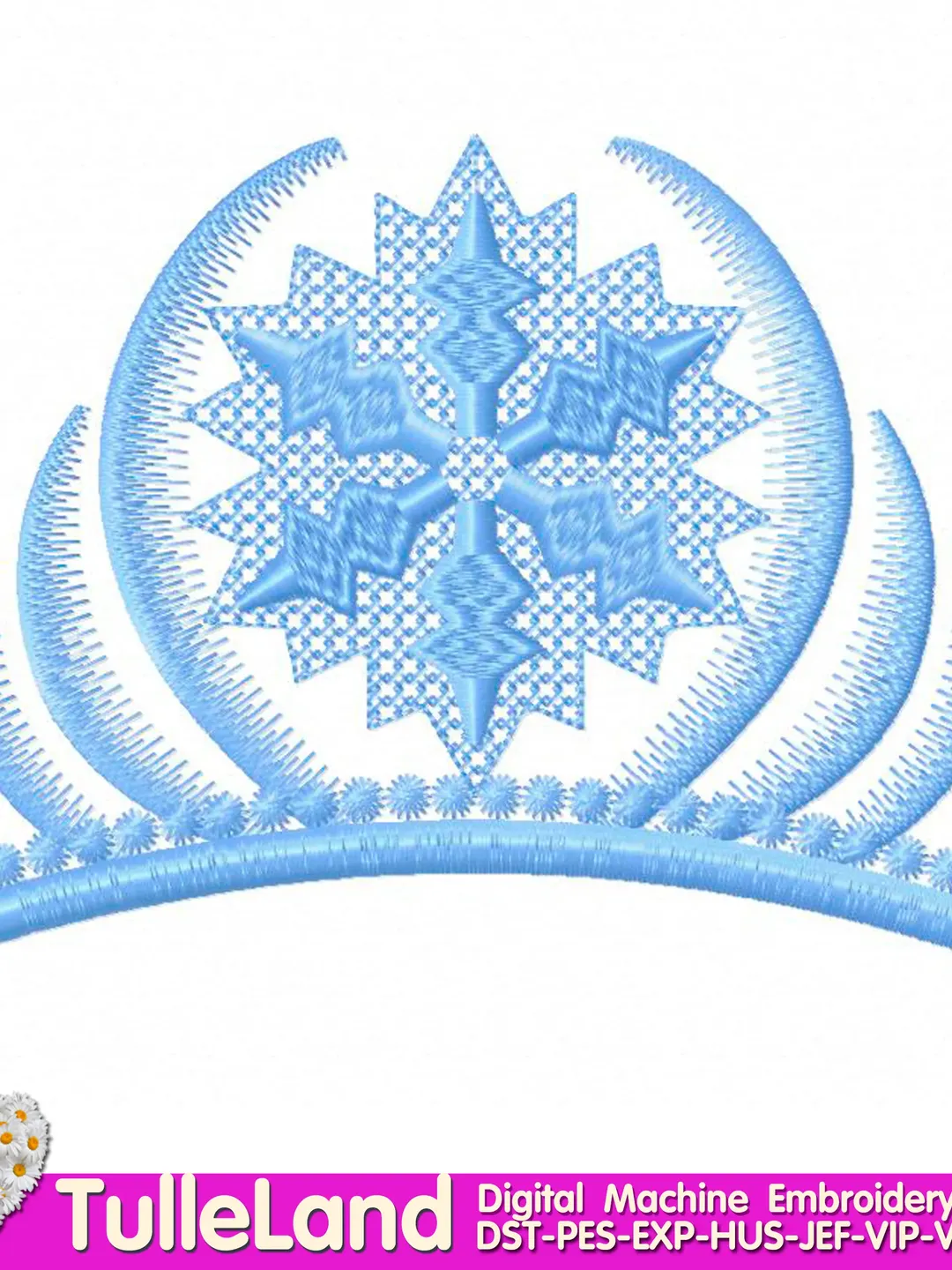 Christmas snowflake Crown Snow Queen Crown Snowflake birthday Snow fairy crown Design applique for Machine Embroidery