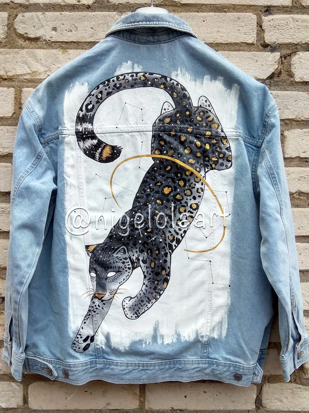 Leopard Painted denim jackets, custom denim vest, personalized jean jackets, custom oversized jacket