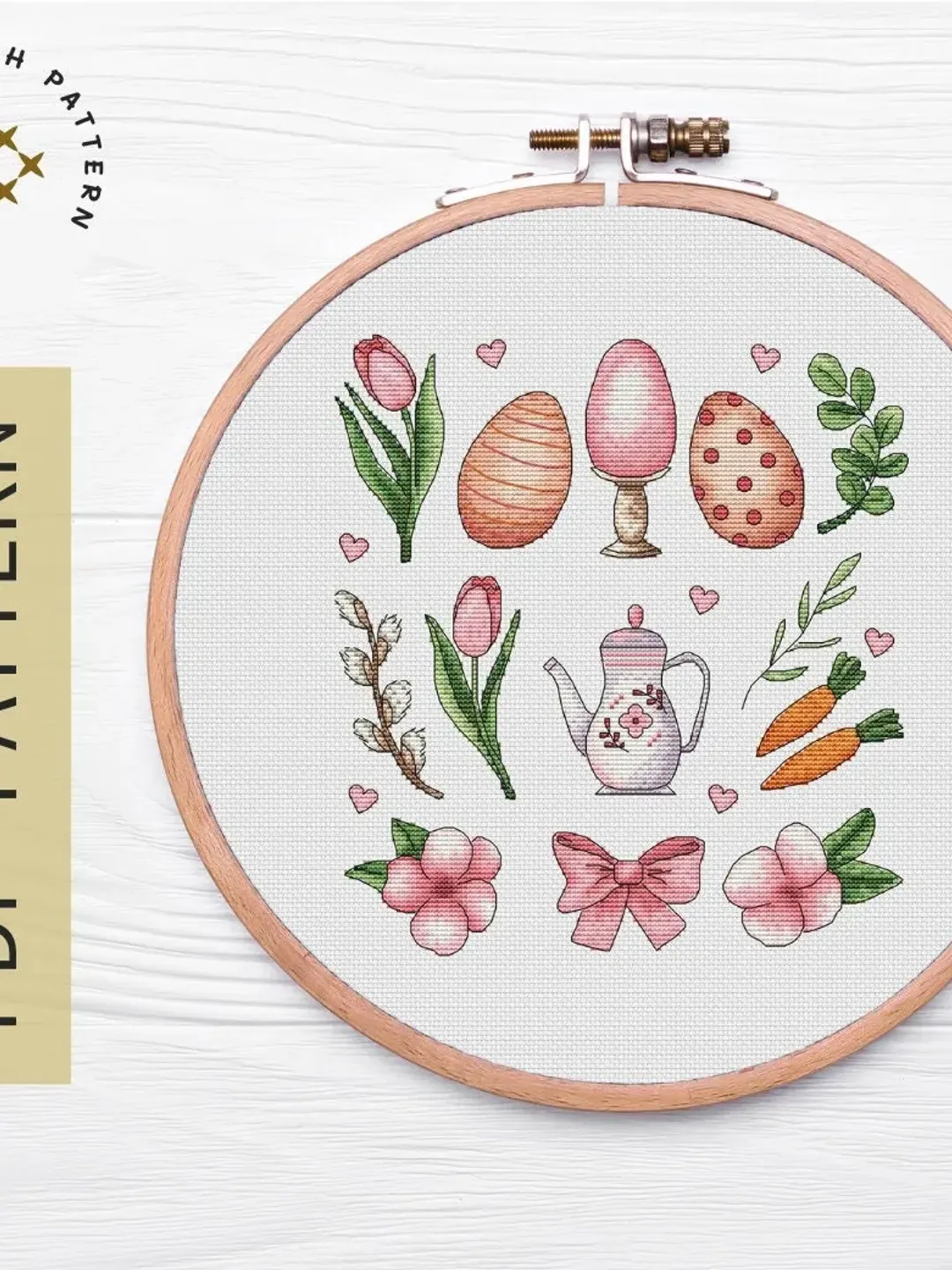 Easter  Sampler Cross Stitch Pattern PDF, Easter Flowers Eggs Cross Stitch Pattern, Easter Eggs Cross Stitch Pattern, Spring Cross Stitch