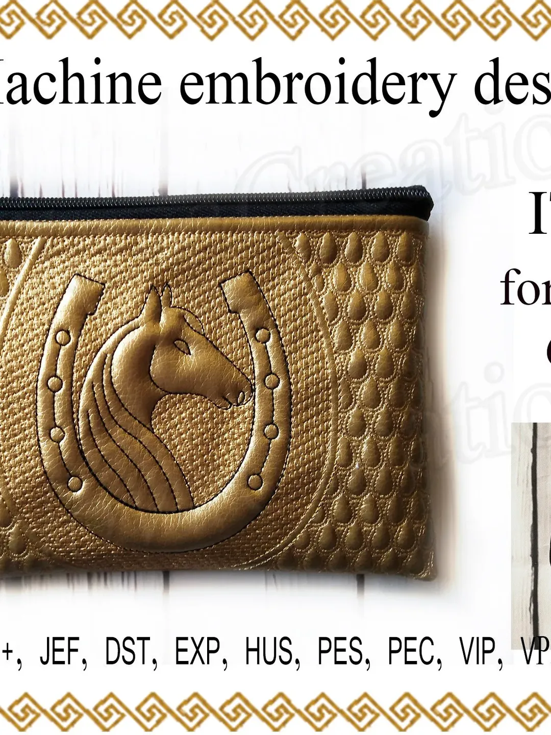 Embroidery design zippered bag horseshoe In the Hoop purse Machine Embroidery Designs cosmetic bag zip bag ITH horse File Instant Download