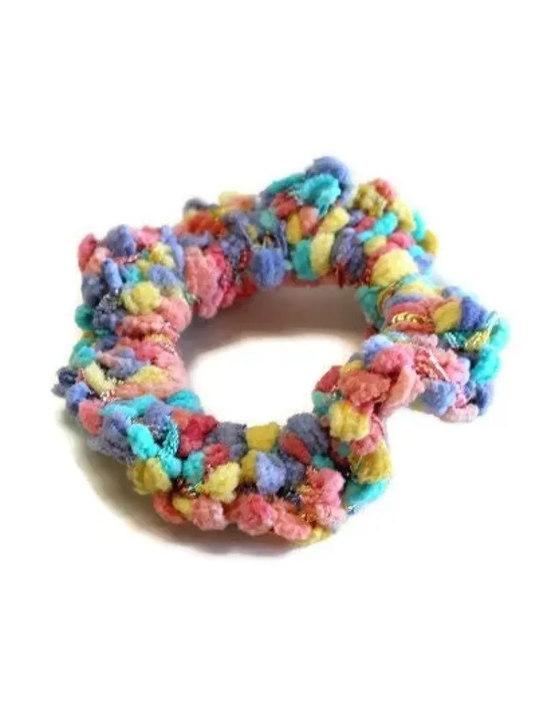 Crochet Yarn Pastel Rainbow Scrunchie, Top Knot Scrunchy, Bridesmaid Proposal, Hair Ribbons and Accessories, Mother's Day Gift for Her