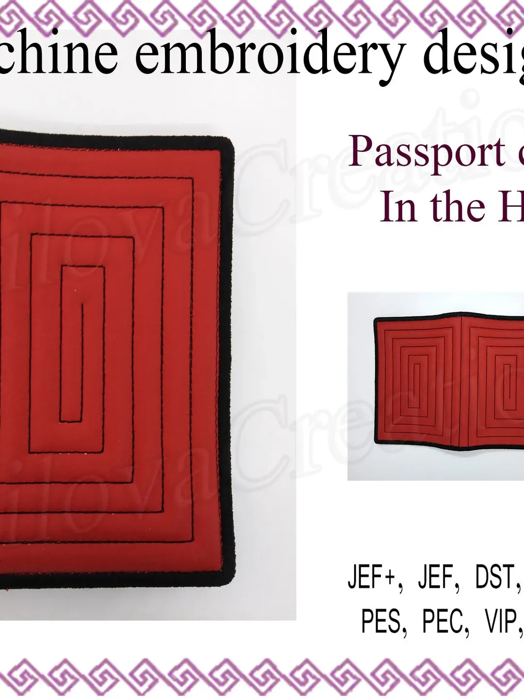 In the Hoop embroidery designs Passport cover trapunto Machine embroidery case ITH wedding embroidery File Instant Download.