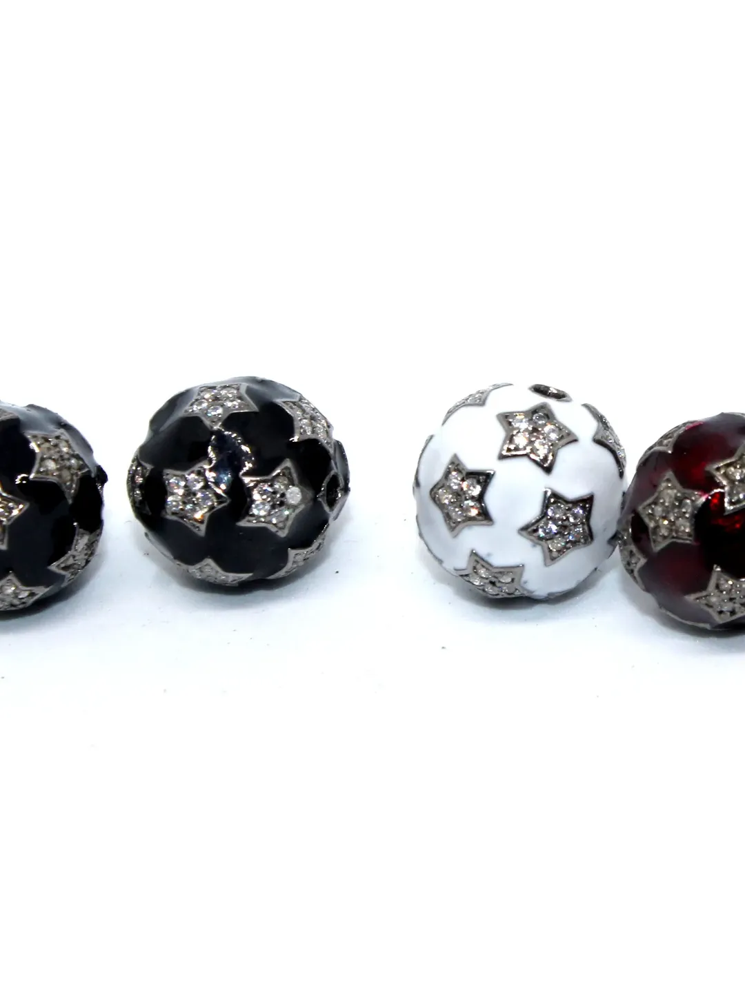 Pave Diamond Beads, Micro Pave Beads, Enamel Beads, Pave Beads, 13MM Round Ball Beads, 925 Sterling Silver Beads, Spacer Beads