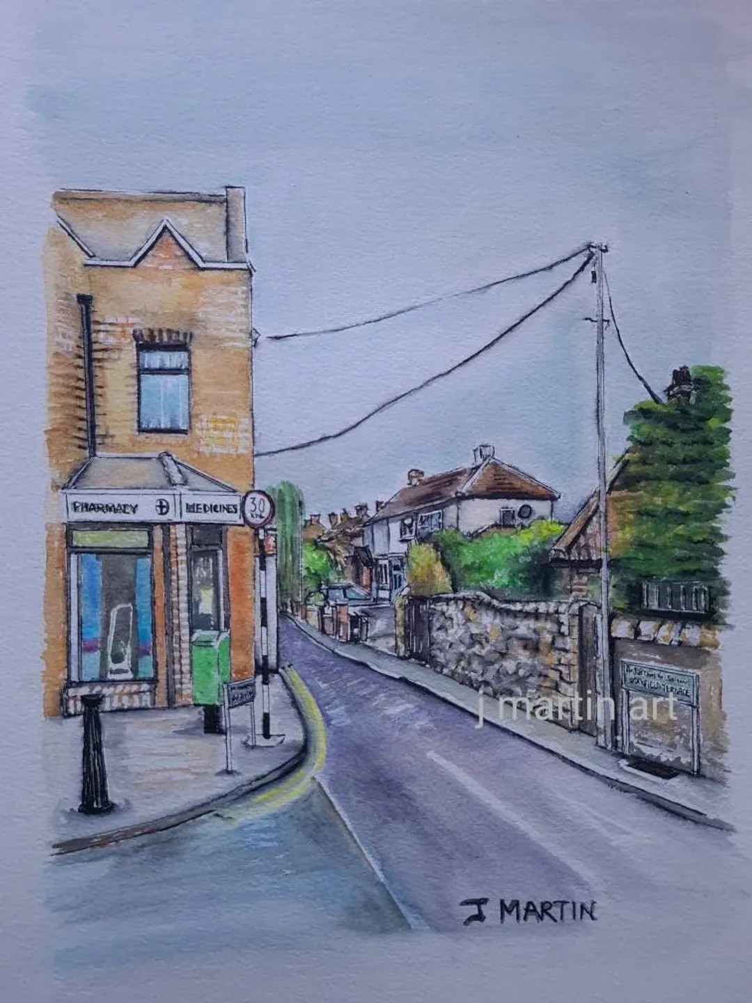 Mayfield Terrace prints, Ballinteer Dublin, Dundrum, Wyckham, Watercolour, unmounted, unframed