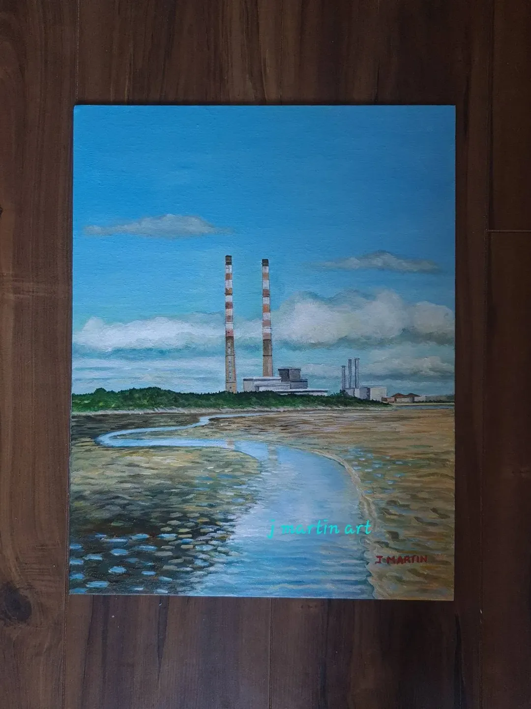Poolbeg Chimneys, Ringsend Dublin, Seascape Dublin, Sandymount Dublin, Seaside, unmounted, unframed