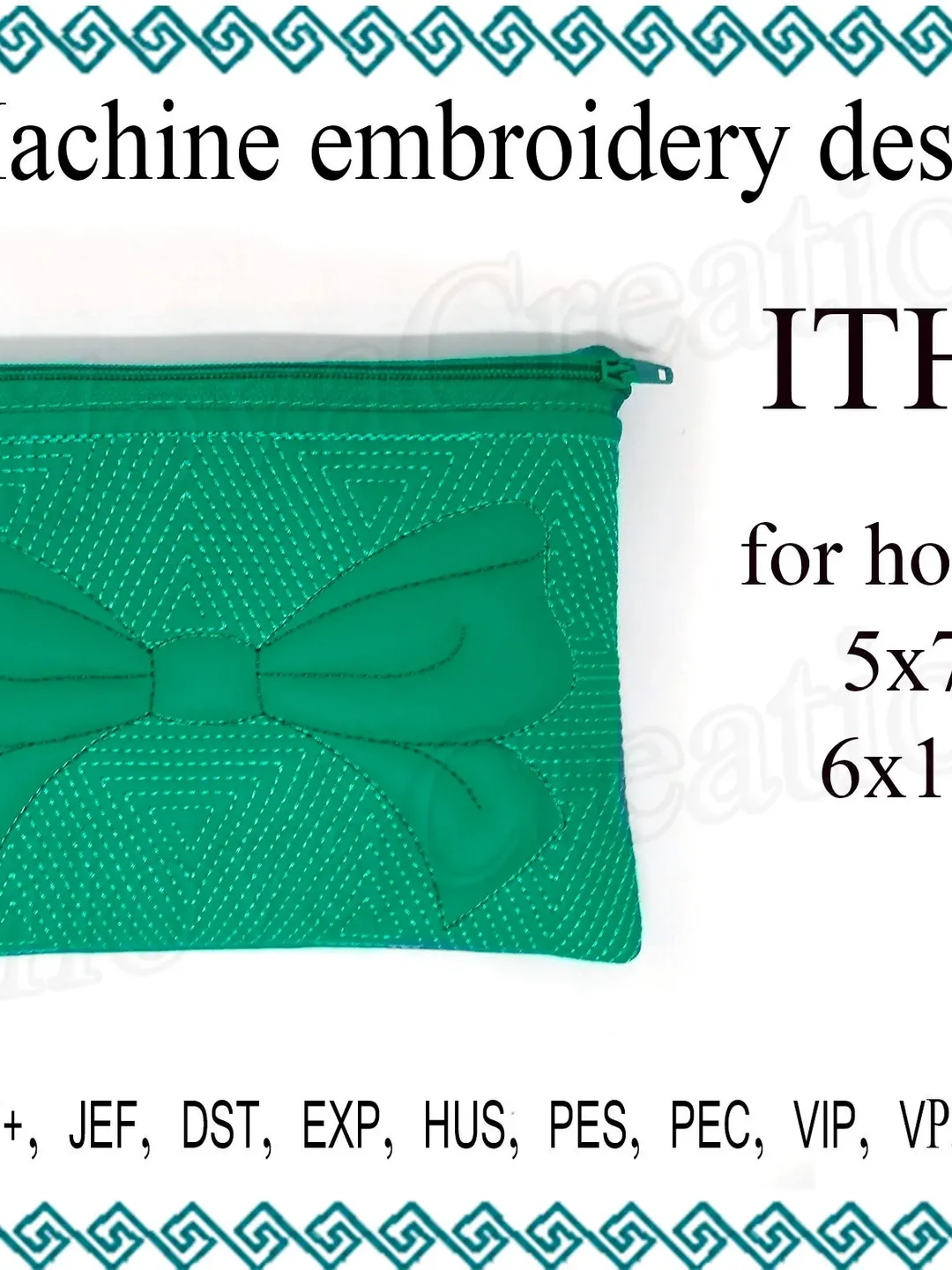 Machine embroidery design in the hoop zipper bag travel zip bag embroidery design ITH zippered bag Embroidery Design. File Instant Download