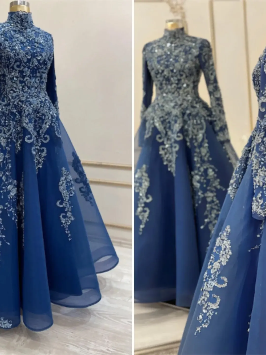 princess polly baby blue dress EMBROIDERY DETAILED VELVET WOMAN HIJAB DRESS main image 1