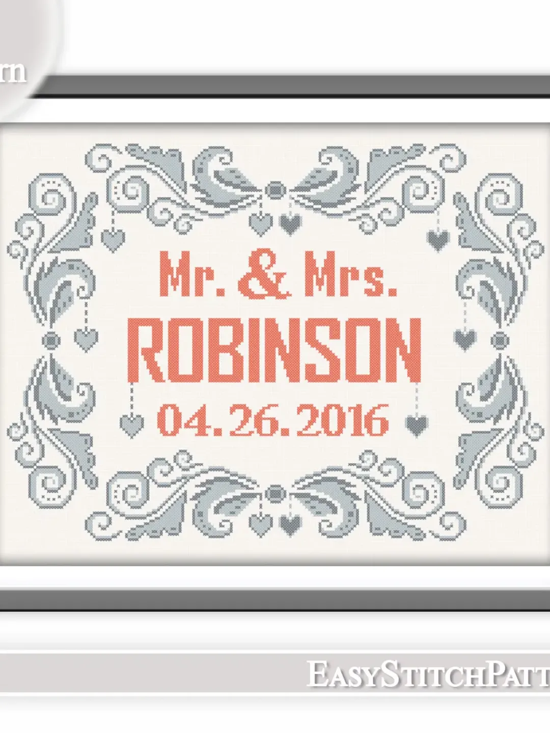 Wedding cross stitch pattern. Border cross stitch pattern. DIY. Anniversary cross stitch.