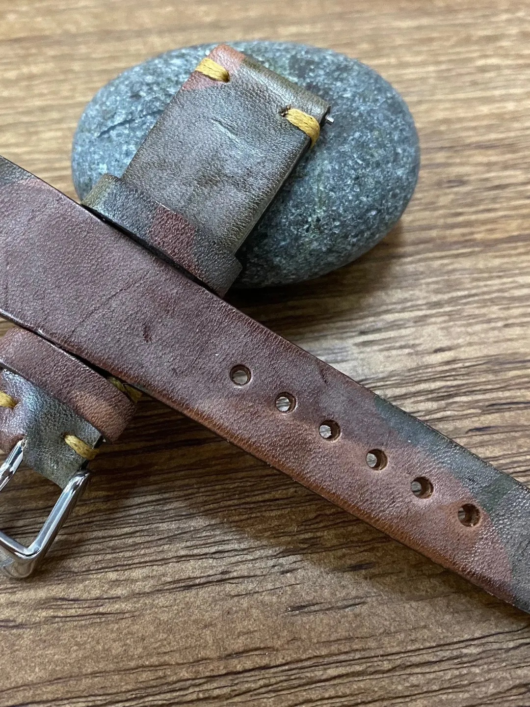 Leather Watch Strap 20mm, Camouflage Brown Watch Band 19mm, Leder Uhrenarmband, Leather Bracelet, Wristwatch Band, Valentines Day Gift Ideas