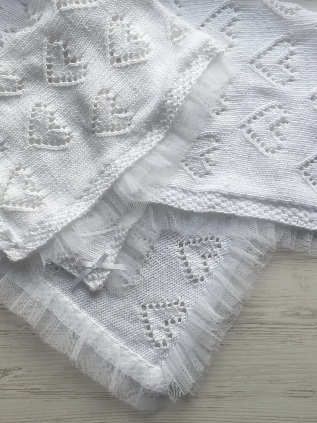 Hand made knitting blanket for baby born. Blanket for newborn. White blanket. Take home blanket. Baby shower blanket. Baptism blanket.