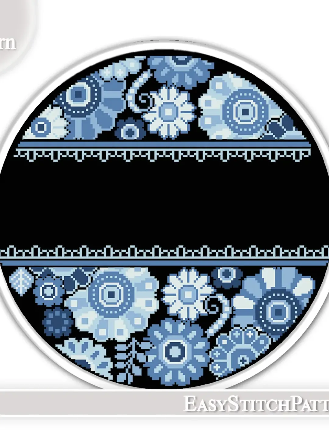 Traditional Cross Stitch Pattern. Flower Wreath cross stitch. Modern cross stitch.