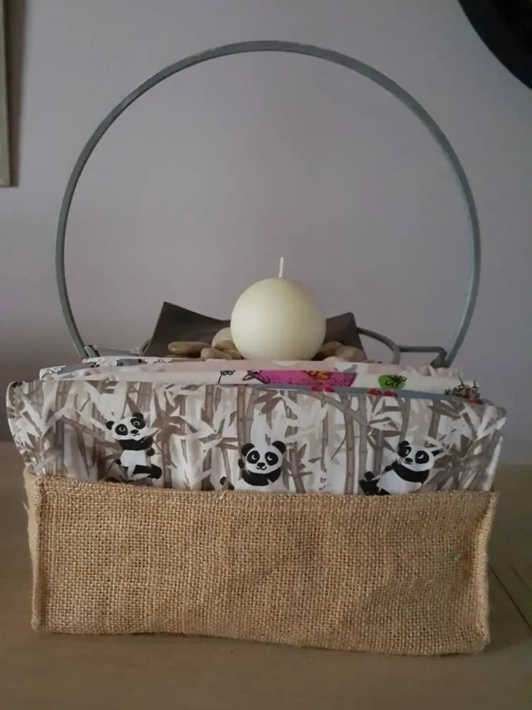 Rectangular burlap basket for reusable waste zero wiper