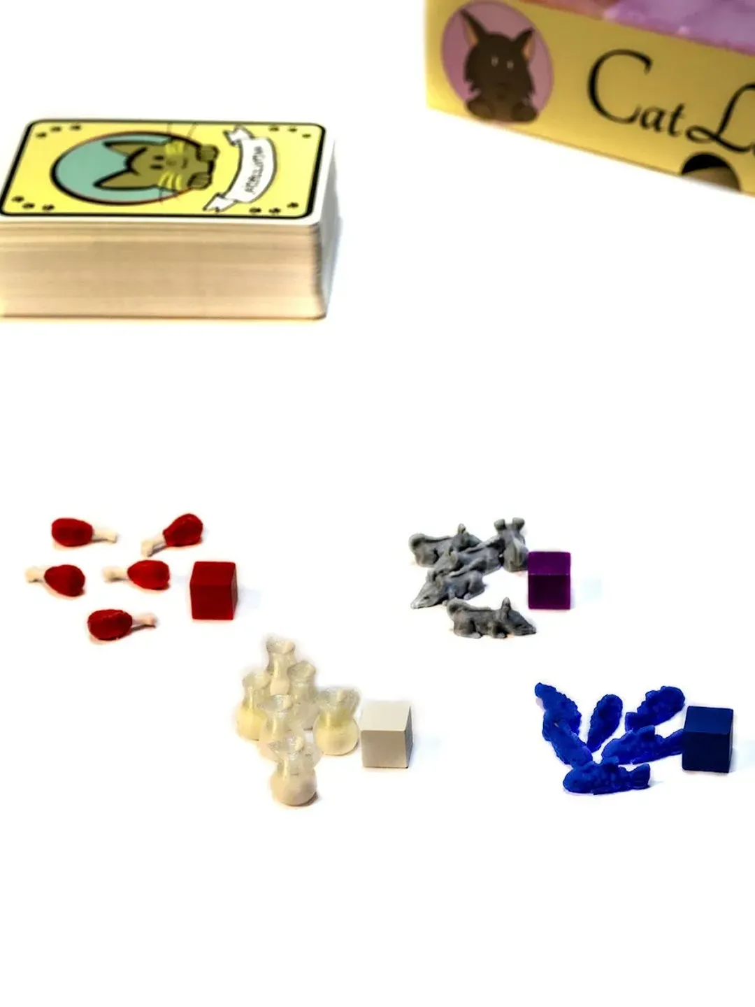 Upgrade Set (60 pieces) Compatible with Cat Lady - 3D Printed Pieces Food Tokens and Board Game Accessories