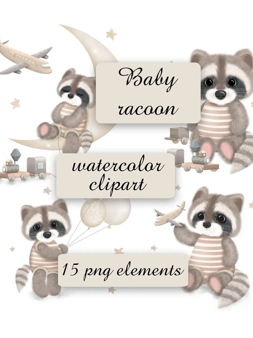 baby racoon watercolor png , clipart, cute racoon, nursery wall art, printable picture, doodle watercolor, kids clipart, sleeping animal