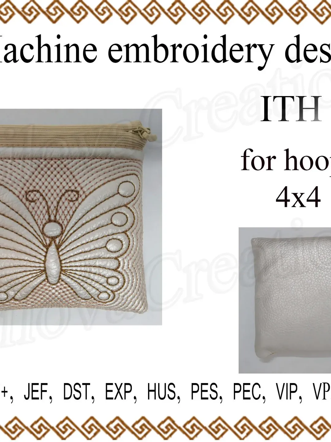 In the hoop purse pattern ITH gift bags Cosmetic bag embroidery project 4x4 hoop butterfly embroidery designs Pouch embroidery design