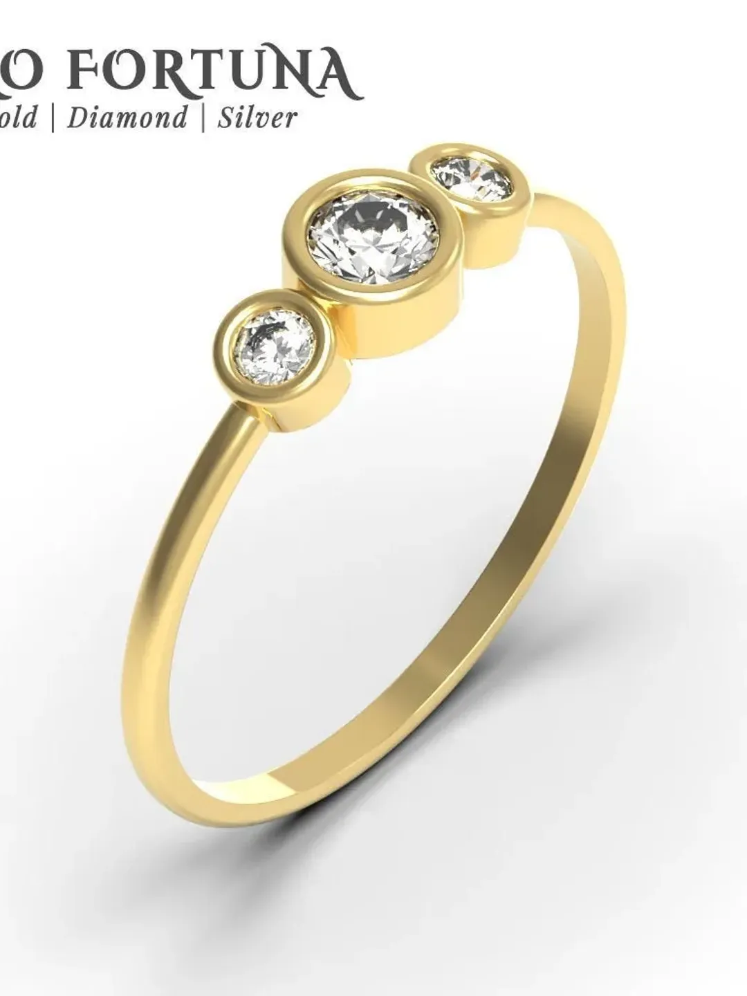 14K Gold Dainty Three Stone Bezel Setting Ring for Women, Minimalistic, Stylish, Trendy, Gift for Her, Casual, Anniversary, Valentines,