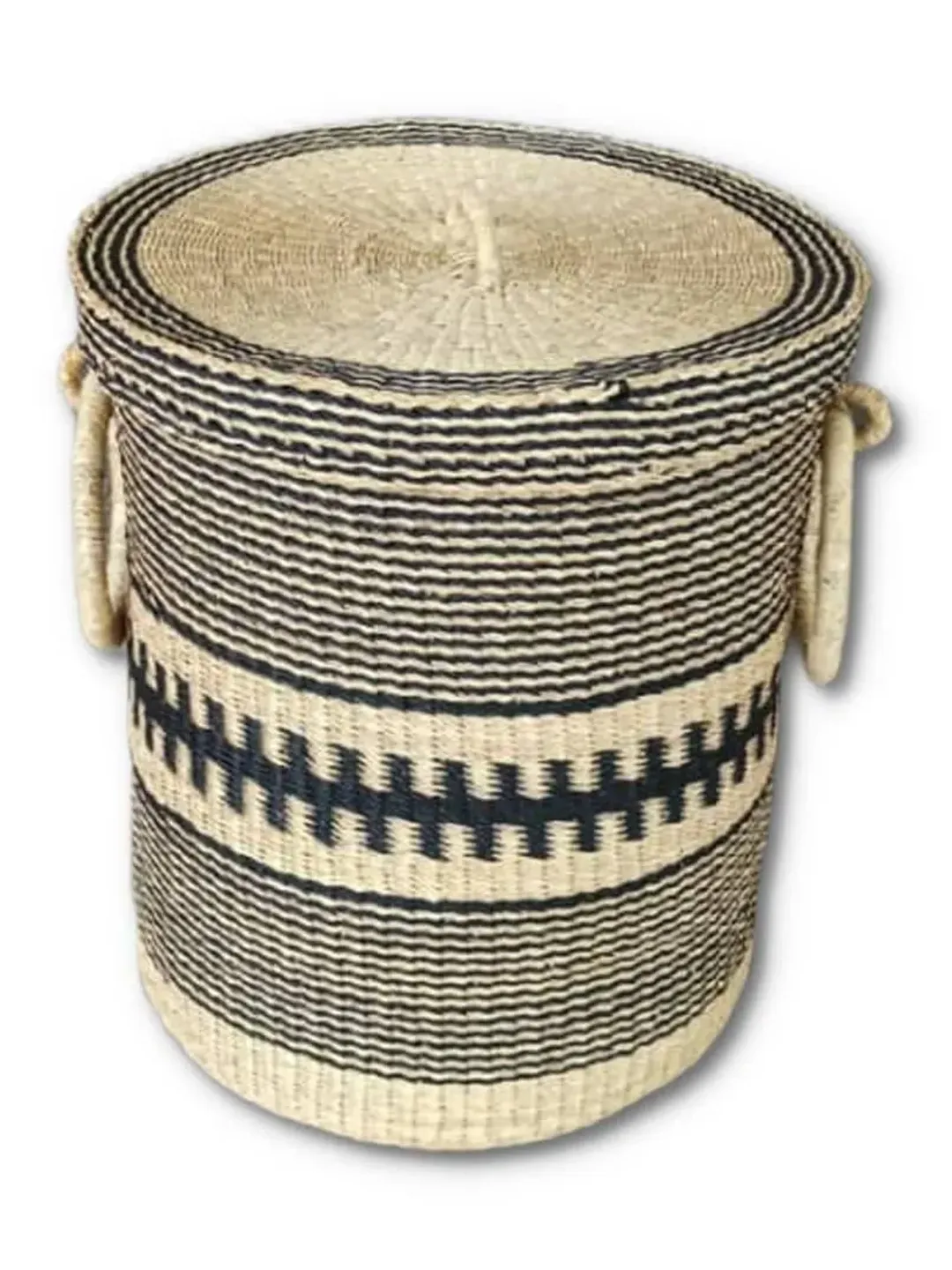 African Laundry Basket with Lid, Large Handmade Woven Laundry Room Decor, Bolga wicker storage Basket