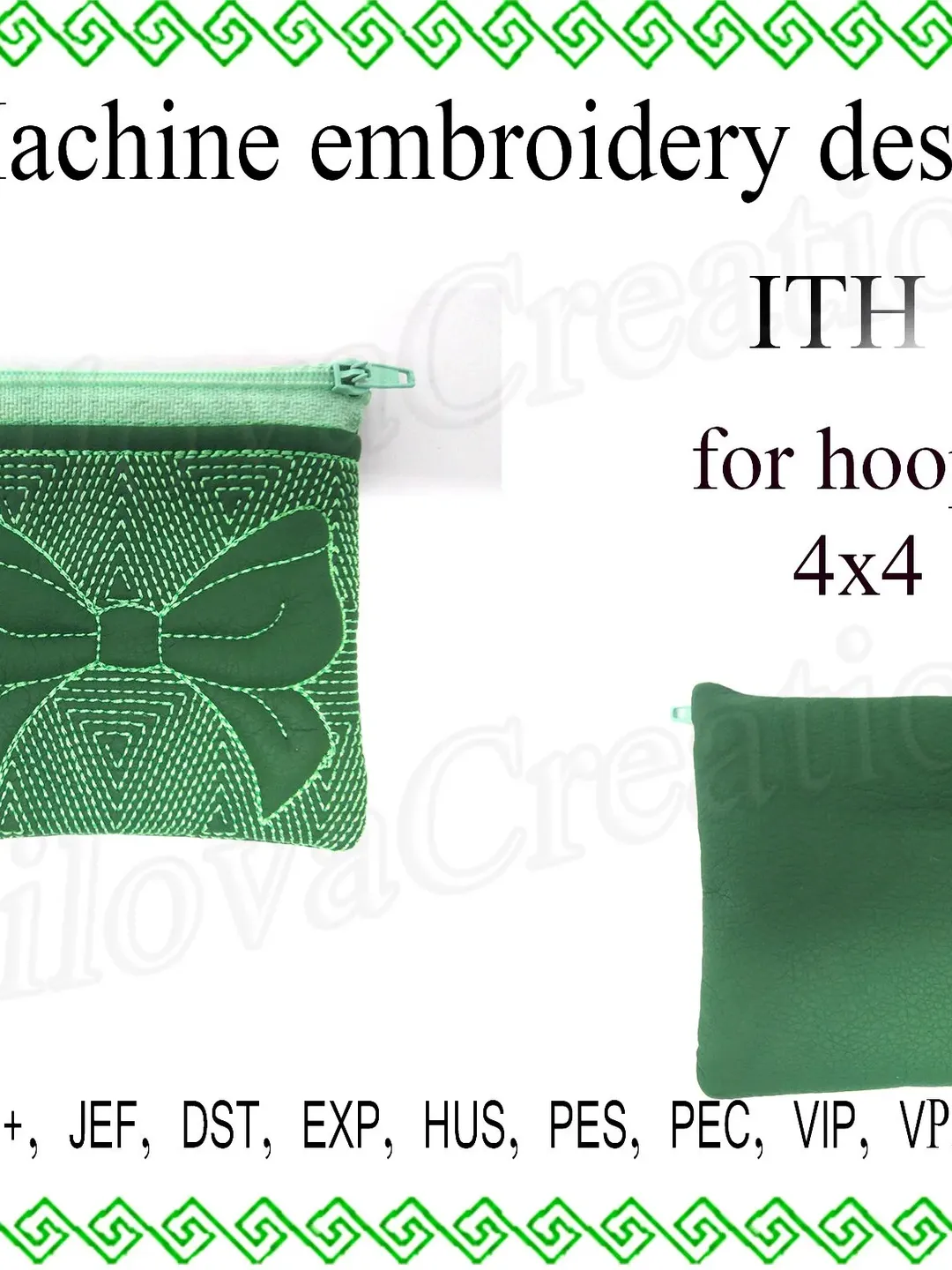 ITH gift bags In the hoop purse pattern Cosmetic bag embroidery project 4x4 hoop bow embroidery designs Pouch embroidery design