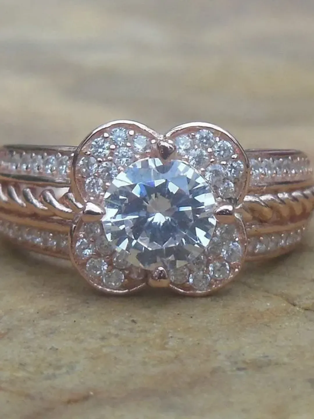 6MM Round Fashion Engagement & Wedding Semi Mount Ring in Solid 14K Rose Gold / Diamond Ring