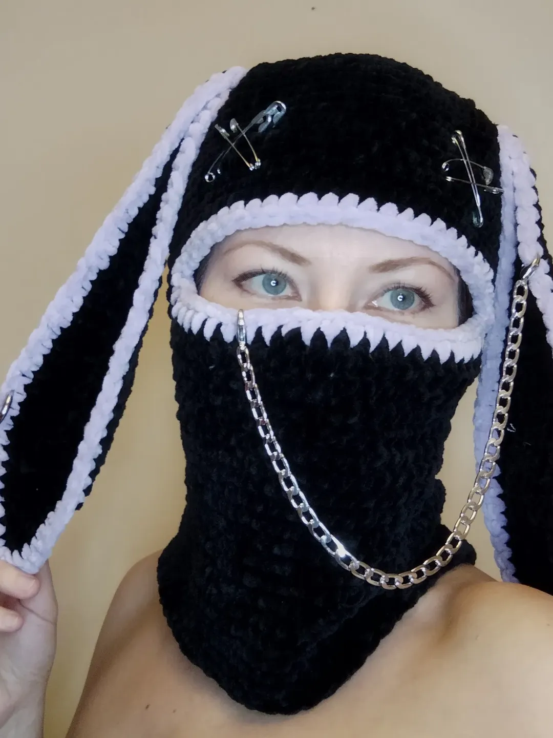 Sexy balaclava adults Bunny kigurumi hat balaclava with ears Halloween bunny balaclava crochet