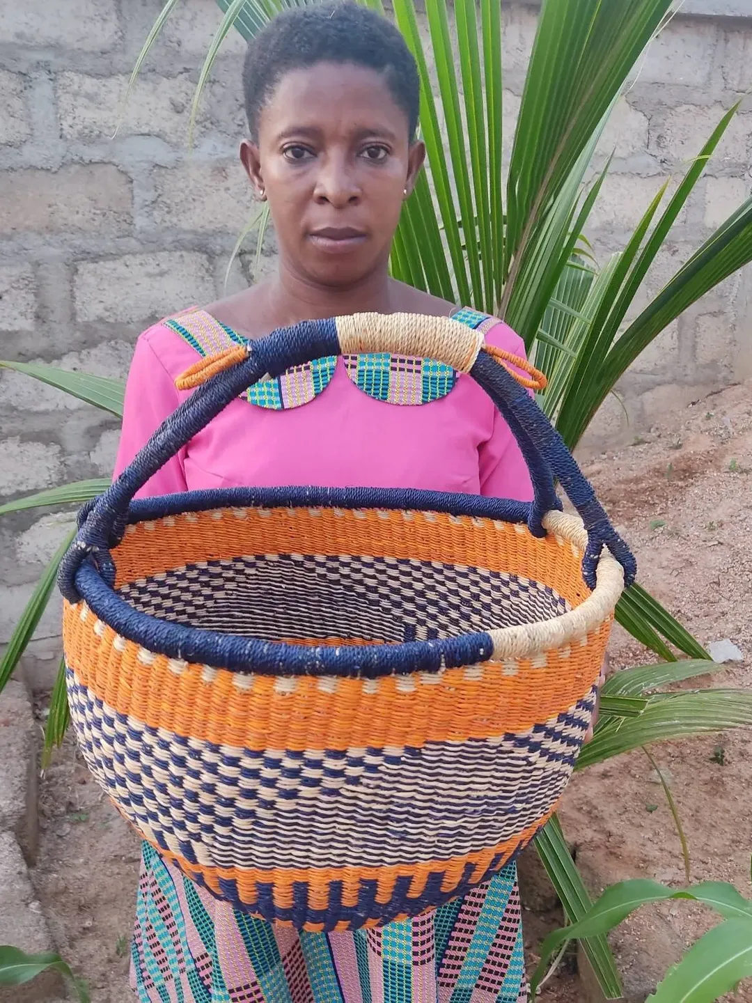 Handwoven Basket| Bolga Market Basket | Fruit Basket | Picnic Basket | African Basket