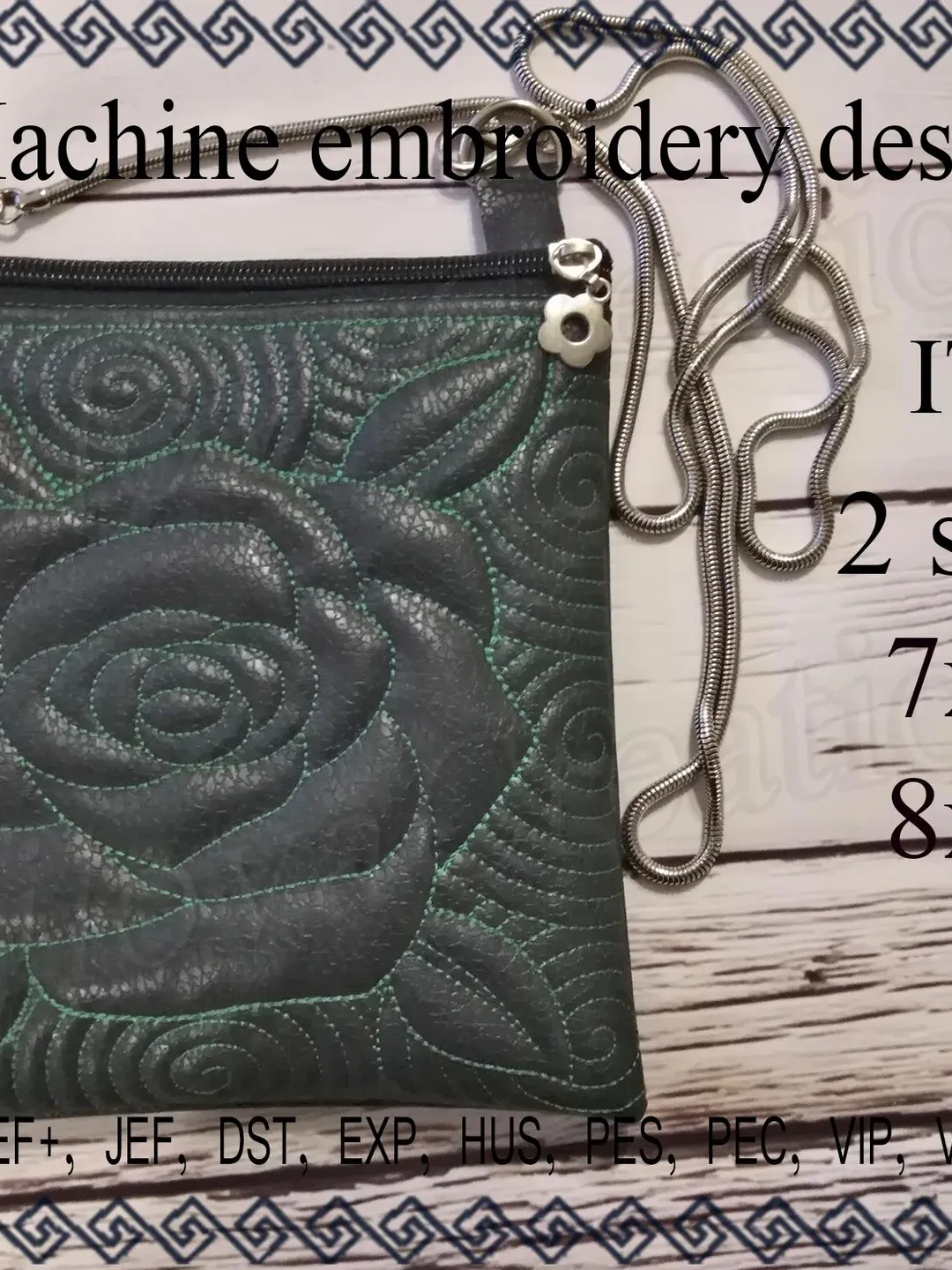 Cosmetic bag embroidery designs zippered bag travel zip bag embroidery design ITH zippered bag Embroidery Design 8x8 File Instant Download