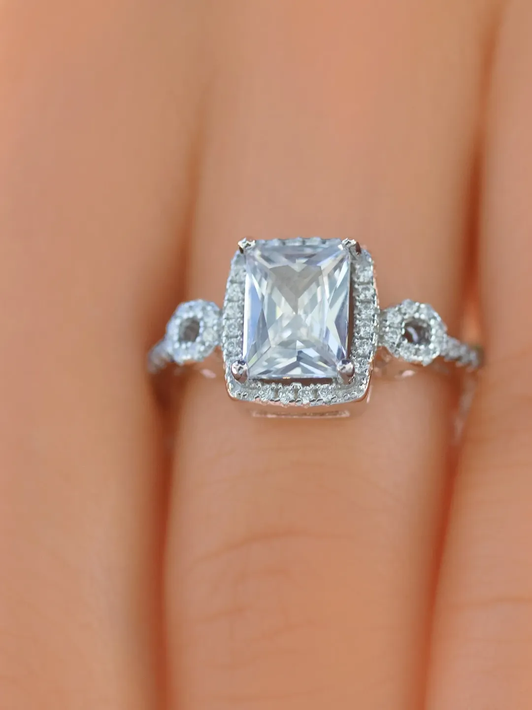 RADIANT CUT RING | Women Wedding Moissanite Ring Band | 2 Ct Diamond Engagement Ring | 14k Gold Halo Moissanite Cut Diamond Rings