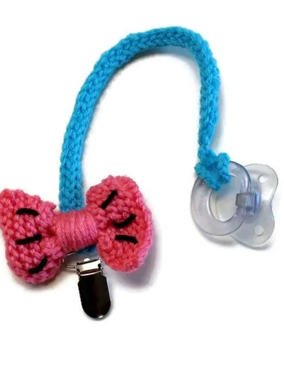 Yarn Pacifier Clip with Watermelon Bow, New Baby Gifts, Toy Clips, Baby ...