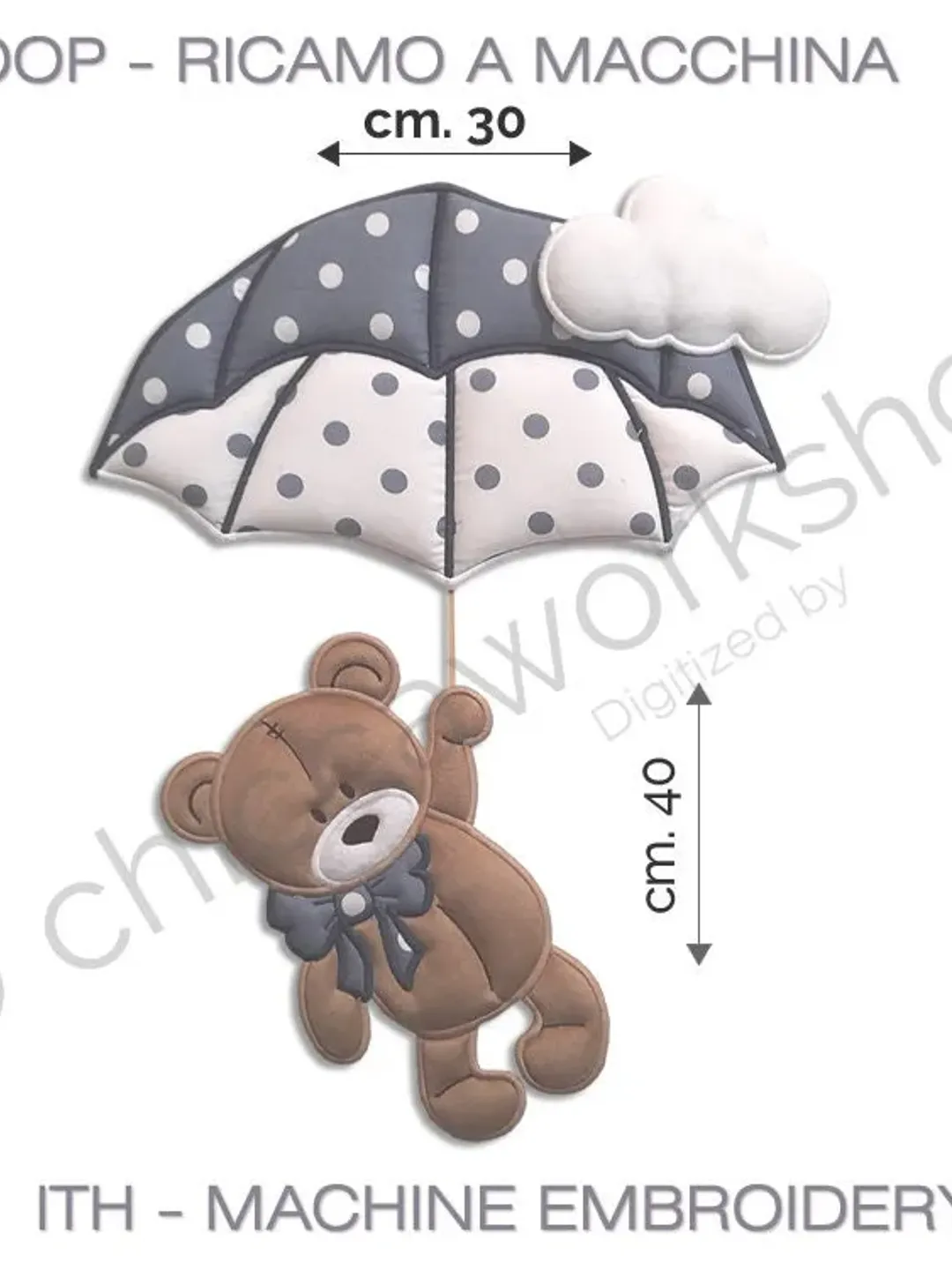 ITH Ghirlanda Orsetto con ombrello - Ricamo a macchina con tutorial, image size:1080x1440