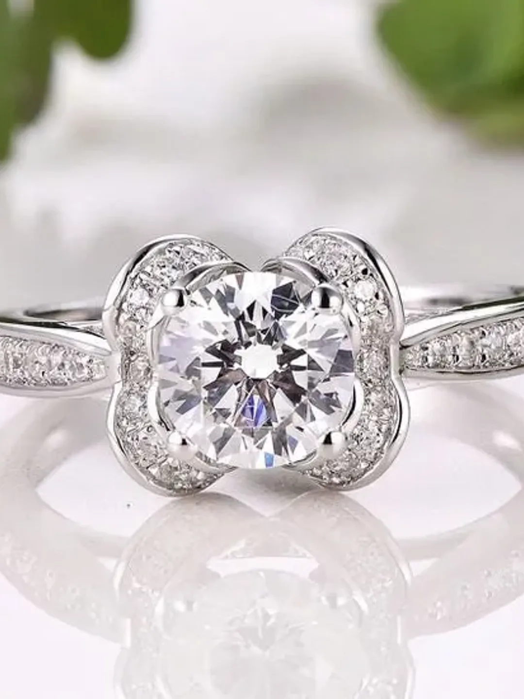 Solid 14K White Gold 6.5MM Round Ring / Engagement  Ring / Semi Mount Ring