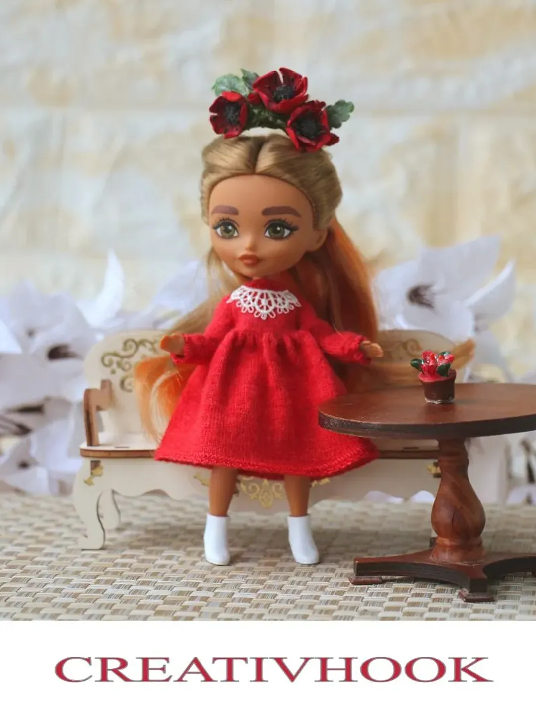 Fashion Doll Little Red Dress Barbie Barbie Mini Doll Red Dress, Mini Doll  Inches Hand Made