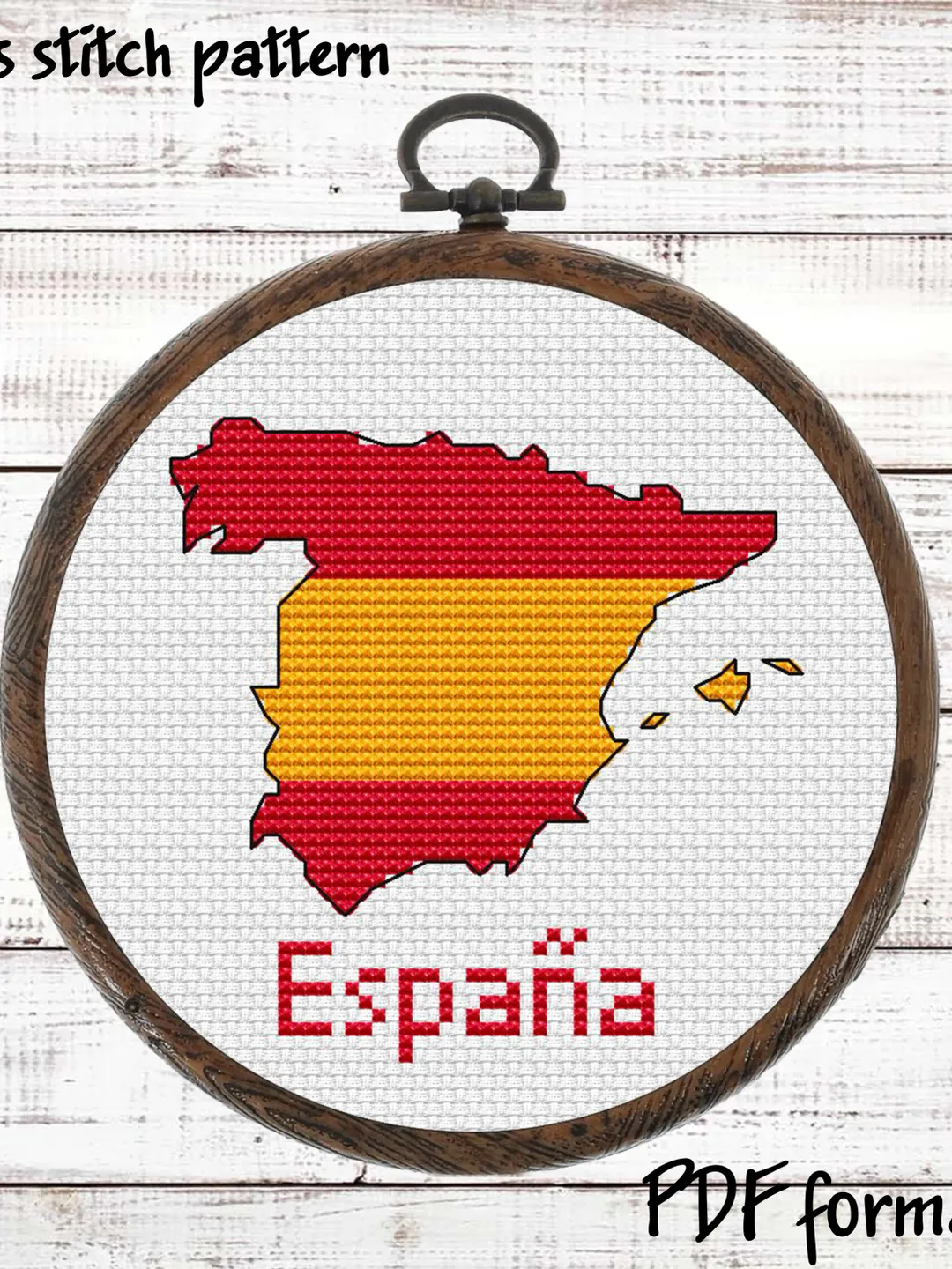 Map of Spain Cross Stitch Pattern Modern, Spain Flag Xstitch Pattern, Spanish cross stitch picture, Espana punto de cruz