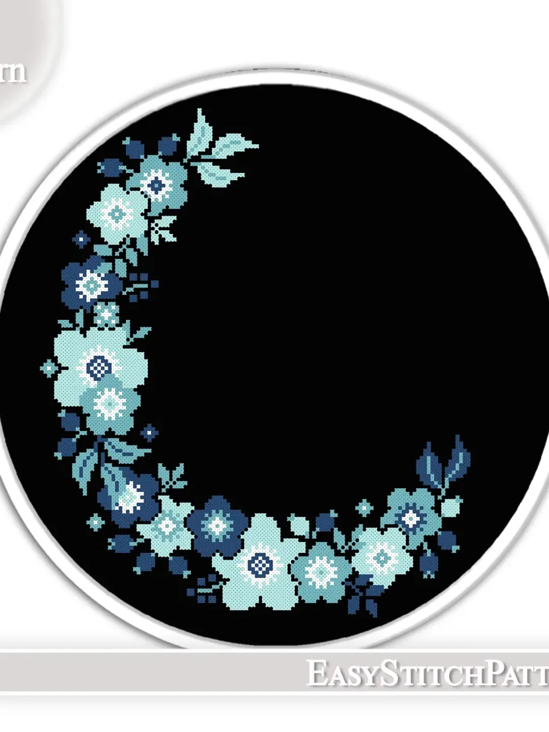 Floral Wreath cross stitch pattern. Traditional cross stitch. Folk cross stitch.