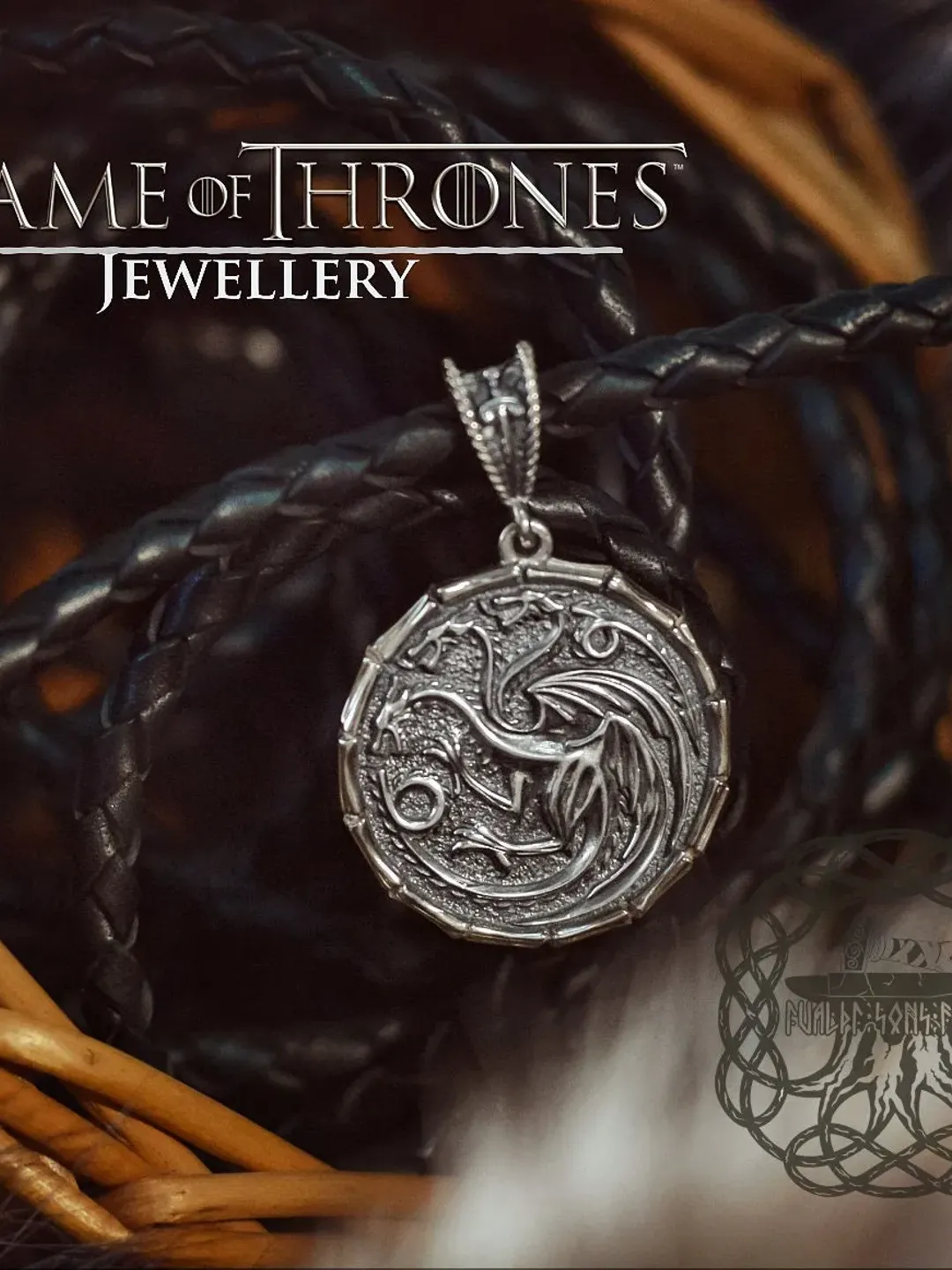 House Targaryen Pendant, Game of Thrones Pendant, Daenerys Targaryen Necklace, Sterling Silver Pendant, Dragon Necklace
