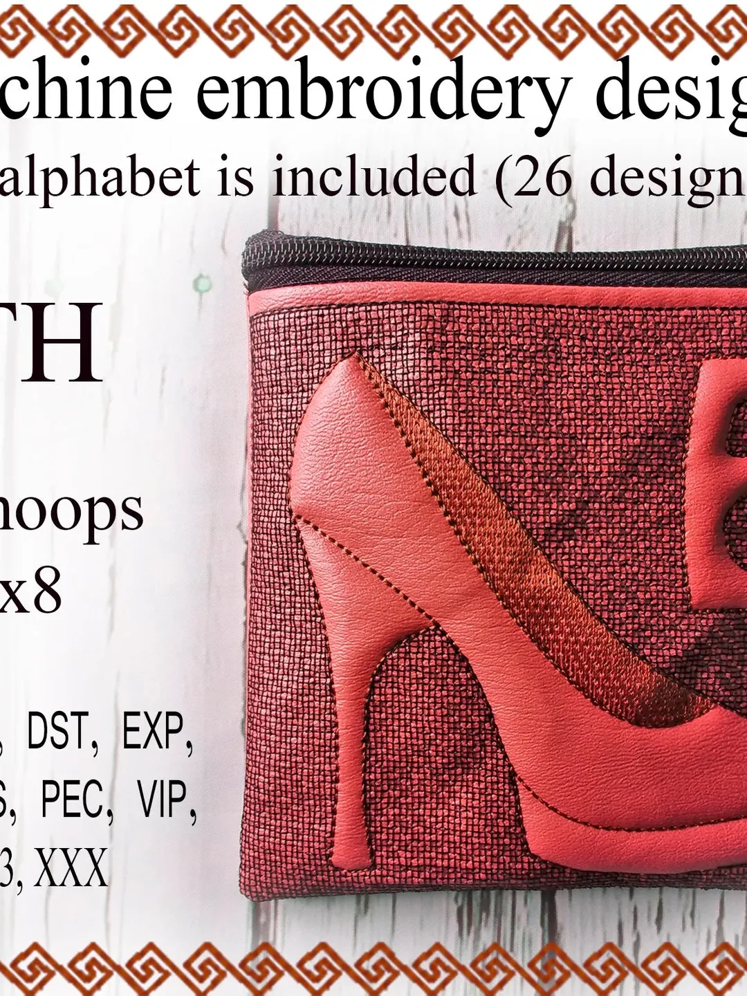 ITH embroidery design bag In The Hoop embroidery Designs zipper shoe letter bag for 8x8 hoop File Instant Download
