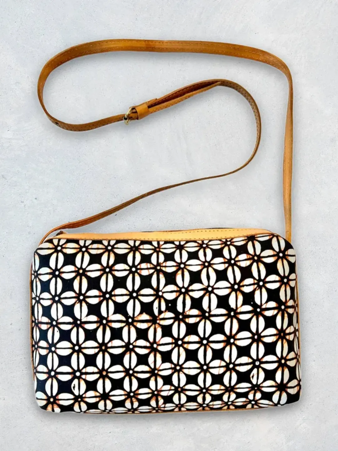 Crossbody Bag | Brown Classic Batik and Leather Bag