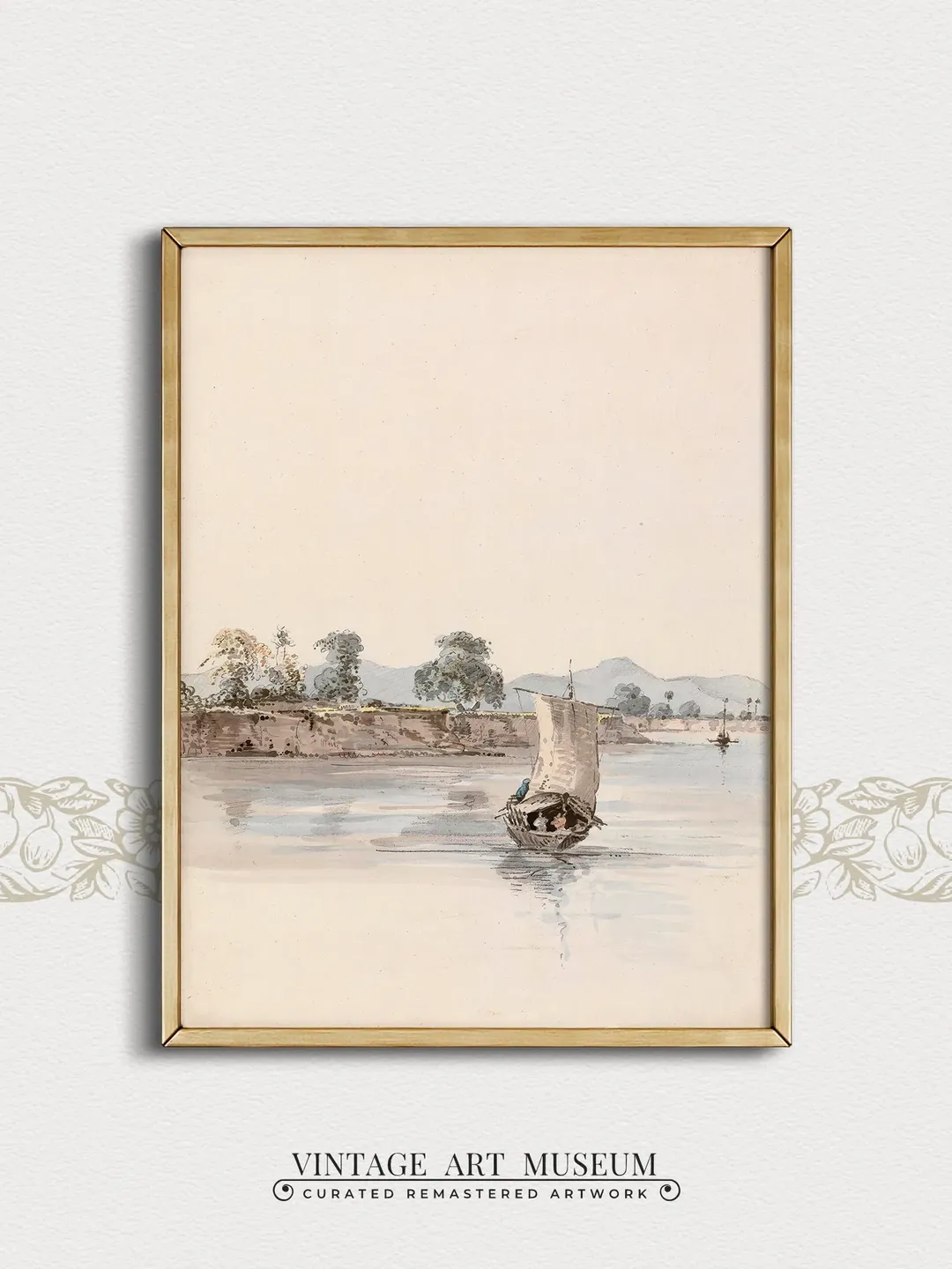 Muted Coastal Wall Art Vintage Print, Sailboat Watercolor Painting Downloadable, PRINTABLE Decor | 68