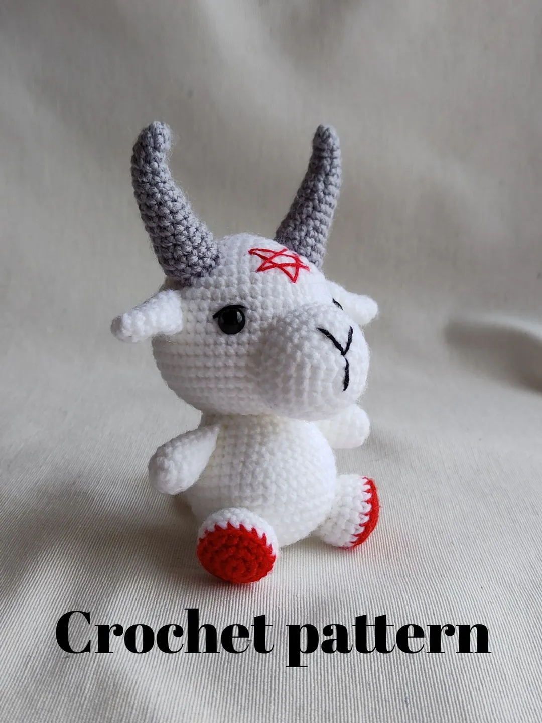 Crochet baphomet pattern, baby baphomet amigurumi, crochet creepy doll